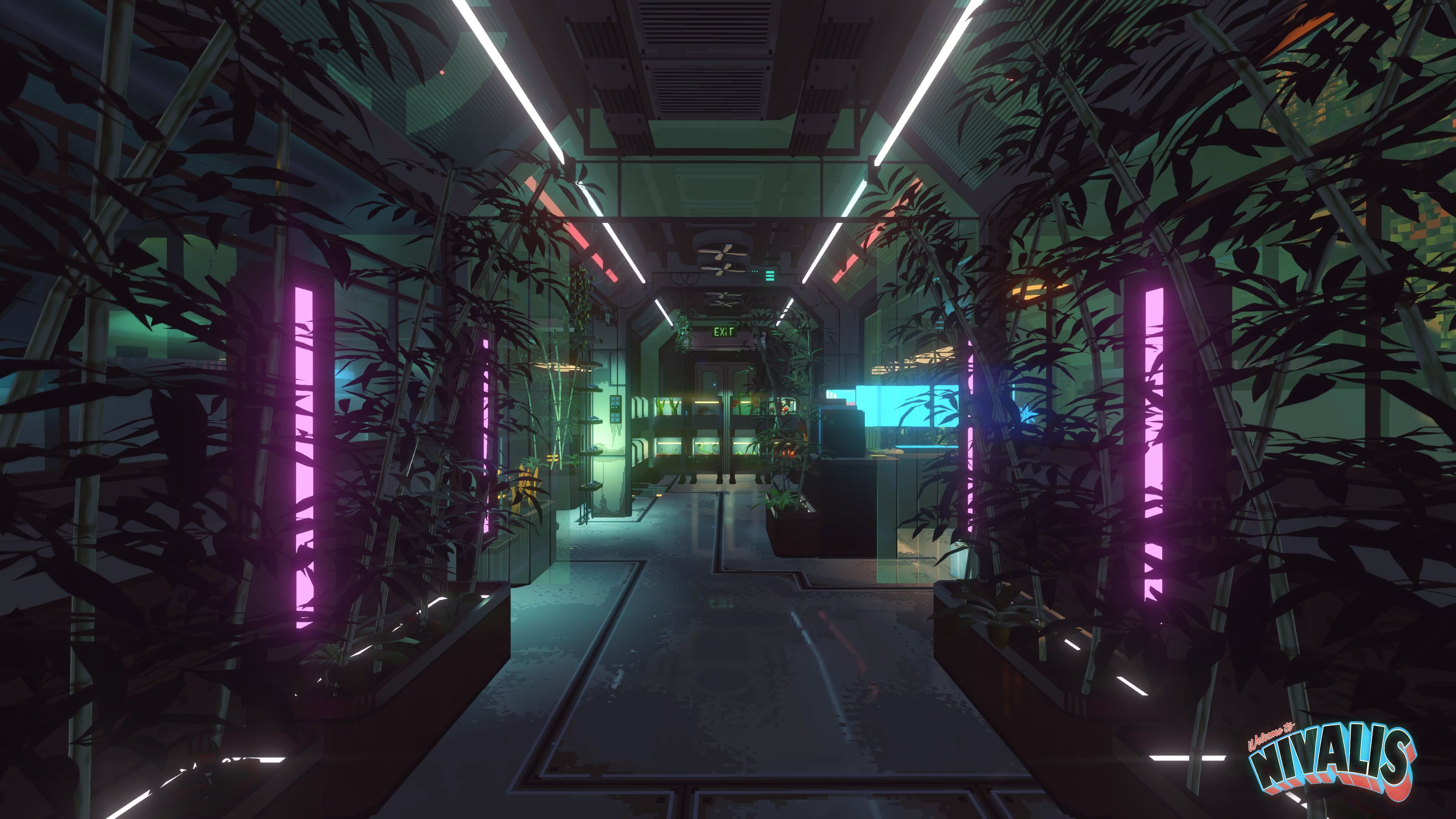 Original Nivalis promotional screenshot showing plants inside an urban greenhouse